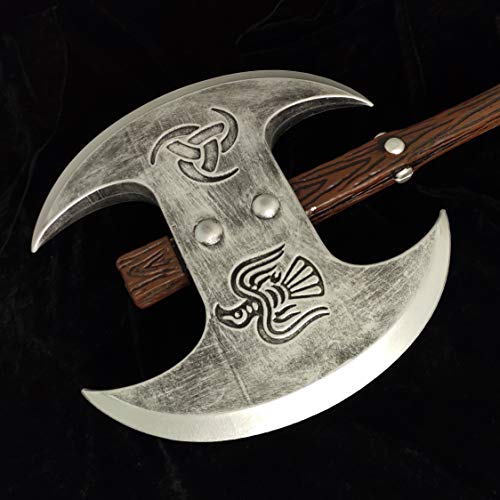 Looyar Pu Foam Viking Age Middle Ages Medieval Two Handed Axe Weapon Toy Adult Toy For Berserker Soldier Warrior Costume Battle Play Halloween Cosplay Larp #TOP2