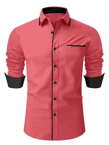 Image of Men's Regular Fit Casual Shirt, Solid Pattern, Slim Collar