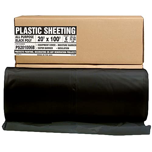 Aluf Plastics Black Plastic Sheeting 6 mil 20' x 100'