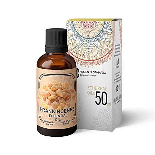 Image of Heilen Biopharm Food Grade Edible Frankincense Essential Oil - 50 mL Bottle Pack of 1, For Health Hairs & Skin Care Aromatherapy