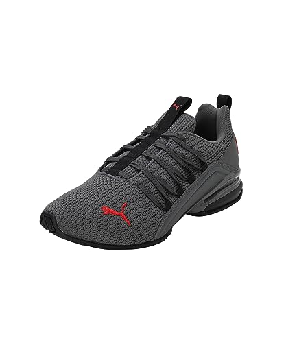 PUMA Herren Axelion Refresh Laufschuhe 43, Black Cool Dark Gray Red