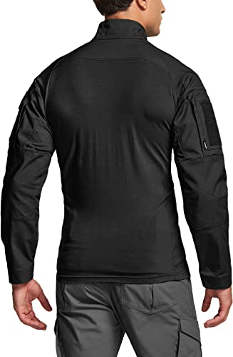 Image of CQR Men's Tactical Combat Shirt, 1 /4 Zip Long Sleeve Breathable Military BDU Training Top for Shooting, Hunting, Range Use