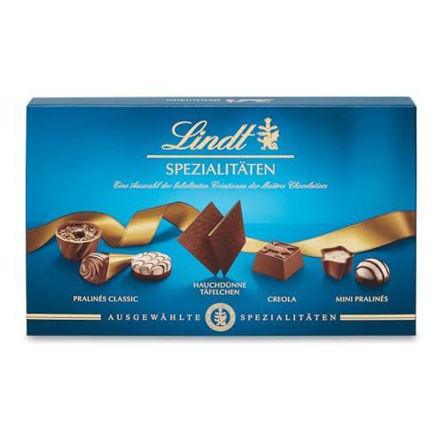 Lindt Schokolade Pralinen Spezialitäten | 125g | Pralinés-Schachtel mit 15 feinsten Pralinen | Kreationen in 12 köstlichen Sorten mit und ohne Alkohol | Pralinengeschenk | Schokoladengeschenk