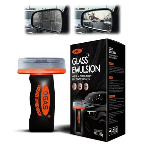 Glass Oil Film Remover for Car 2026 Upgraded| 100ml Roll-On Glass Cleaner with Cleaning Board | Removes Stubborn Oil Film & Smudges from Windshield | Improves Visibility for Safe Driving (1PC)