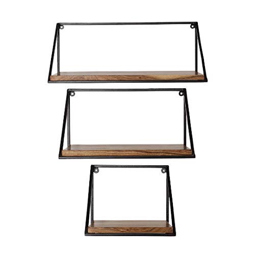 Forestwood Wooden Wall Mount Iron Storage/Outdoor/Garden Shelf (Acacia