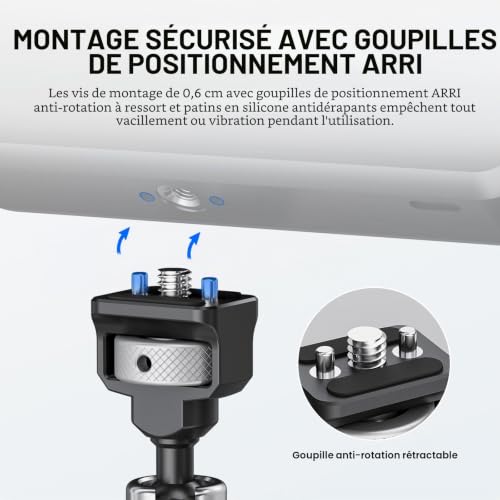 NEEWER Bras Magique articulé de 27,9 cm avec têtes sphériques à 360° et Broches de localisation pour Arri, Support de Moniteur d'appareil Photo avec vis de 6,35 mm pour caméra d'action Reflex,ST16 – vue 3