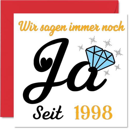 Stuff4 Carte d'anniversaire de mariage pour 27e anniversaire de mariage - Oui depuis 1998-27 ans - Carte d'anniversaire de mariage - Cadeau amusant pour mon mari, mon mari, ma femme, femme - 145 mm Stuff4 Carte d'anniversaire de mariage pour 27e anniversaire de mariage - Oui depuis 1998-27 ans - Carte d'anniversaire de mariage - Cadeau amusant pour mon mari, mon mari, ma femme, femme - 145 mm