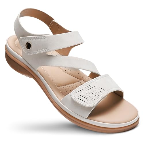 Image of Littleplum Womens Sandals Arch Support - Comfortable Flat Sandals for Women, Summer Breathable Adjustable Orthotic Walking Shoes for Beach,Travel