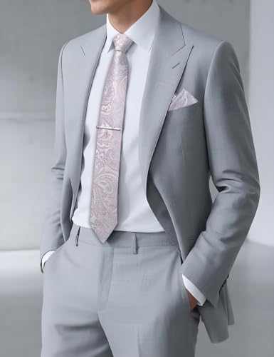 Image of DiBanGu Silk Floral Ties for Men Woven Paisley Necktie