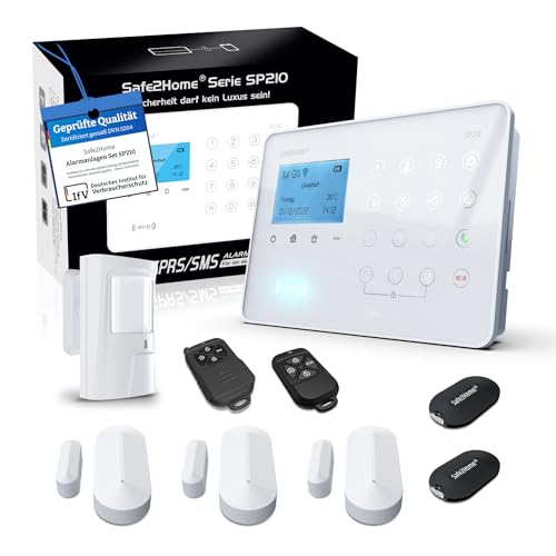 Safe2Home® 4G Funk Alarmanlage Basis Set SP210 mit Sabotageschutz u Lichtsteuerung – deutsch - LTE WiFi Alarmsystem SMS Alarmierung - Alarmanlagen fürs Haus Büro inkl. Zubehör und Sensoren