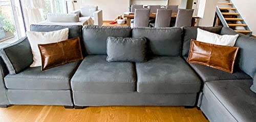 Lambskin Leather Pillow Cover - Sofa Cushion Case - Decorative Throw Covers For Living Room & Bedroom (14X20 Inch) #TOP1