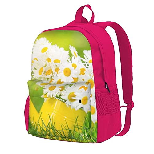 Sac à dos de voyage imprimé marguerites florales avec grand compartiment PC