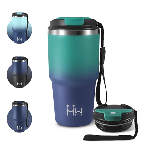 Mug Isotherme 600ml, Tasse Isolante Premium en Acier Inoxydable avec Couvercle, Étanche et Réutilisable, Double Paroi Isolée sous Vide, sans BPA, Idéale pour Enfant, Adulte, Randonnée, Course