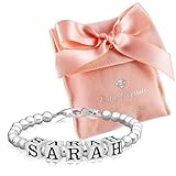 Baby Crystals Customized Name Bracelets for Girls and Boys, Sterling silver Jewelry, Alphabet Letter Charm Bracelet Personalized Baby Gifts, Birthday Gift for Women, Newborn, infant Toddler, Teen