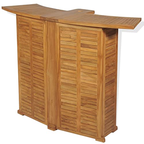 vidaXL Teak Massiv Bartisch Klappbar Stehtisch Bistrotisch Gartenbar Theke Gartentheke Klapptisch Gartenmöbel Tisch Holztisch Braun 155x53x105cm