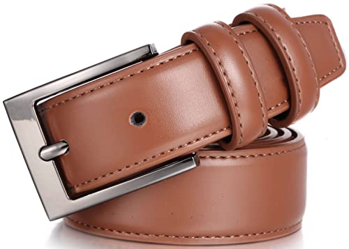 Marino’s Men Genuine Leather Dress Belt with Single Prong Buckle - Slate Black/Tan Brown - 563