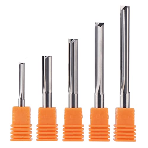 Cnc Router Bits 6Mm Shank Straight Flute End Mill 2-Flute Milling Cutting Straight Edged End Mill 6Mm Straight Router Bits For Cnc Router X-Carve Mdf Pvc Acrylic Hardwood Plywood 5Pcs (6X42X70Mm) #TOP2