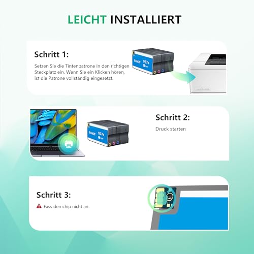 NewLift 937e Patronen 937 XL mit Chip Kompatibel für HP 937 Druckerpatronen Multipack 937XL für HP OfficeJet 9730 9120b 9110b 9720 9130b 9117b 9720b Druckerpatronen(4-Pack Black/Cyan/Magenta/Yellow)