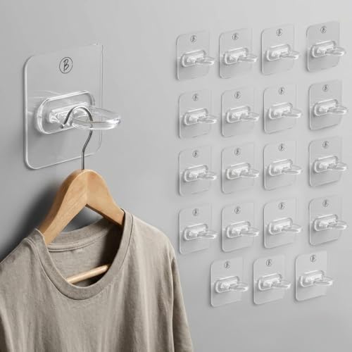 Image of Btag Round StIcker Wall Ring Hook Multi Functional |Damage-Free Hanging for Kitchen, Bathroom, Office | Easy Install, Long-Lasting Hold for Any Room | Waterproof & Rust-Proof Design (Transparent PO20)