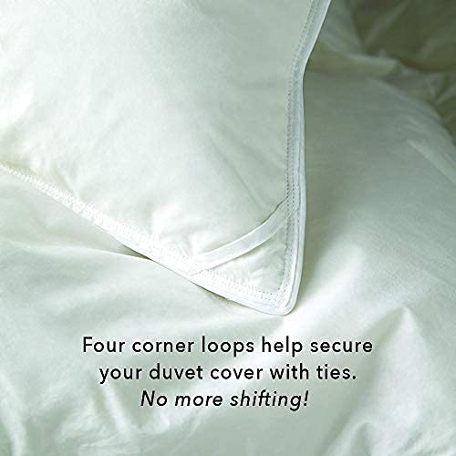 Cuddledown Dreamstead Warmer Comforter | European White Goose Down | 700 Fill Power | 300 Thread Count 100% Cotton Sateen Shell | Duvet Insert | Hypoallergenic | Handcrafted | Twin