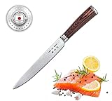 ChaNoHana Damast Sashimi-Messer mit Echtholz Pakkagriff | VG10 Damaststahl-Klinge 20cm 67 Lagen | Filetiermesser für Fisch und Fleisch | Küchenmesser | Kochmesser | Japan-Messer
