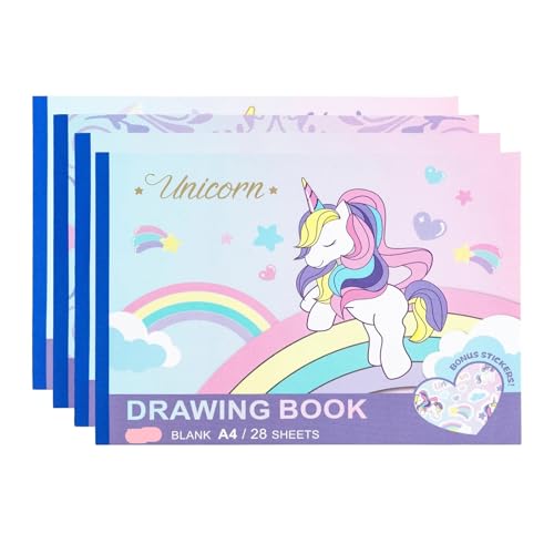Cuaderno de dibujo para niños en tamaño A4, pack de 4 blocs escolares de 28 hojas