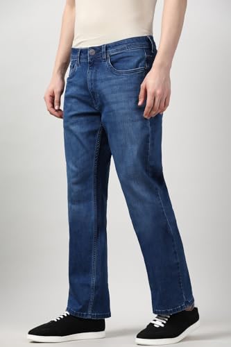 Image of Peter England Men's Boot Cut Jeans | Comfortable Fit
