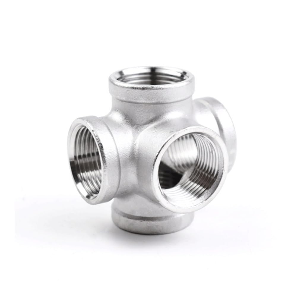 Accesorio de tubería de Acero Inoxidable BSP SS304 con Rosca Hembra de 5 vías, Conector Cruzado Igual for mejoras del hogar. Conectores de 5 vías.(2")