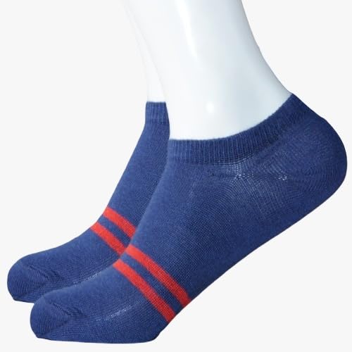 Blue Poly Cotton Low Ankle Length Design Casuals & Formals Wear Socks Pack of -1/WISocks Blue15-image-34