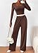 KIRUNDO Long Sleeve Jumpsuit for Women 2025 Summer Fall Fashion Lightweight One Piece Square Neck Wide Leg Romper Pockets(Coffee, Large)