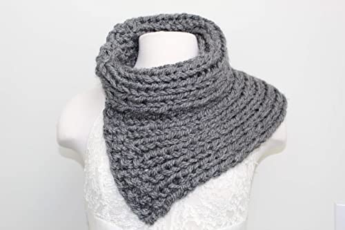 Split Scarf Knit Cowl Grey4