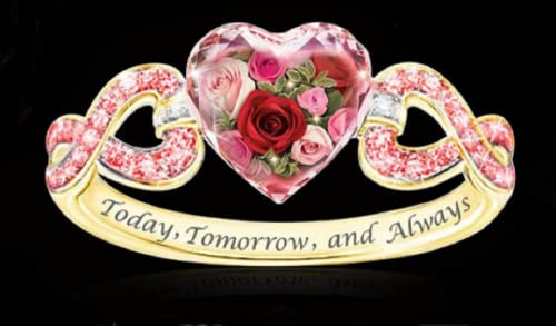 Awmnjtmgpw 18K Rose Gold Pink Gem Diamond Set Cubic Zircon Diamond Ring Rose Heart-Shaped Wreath Engagement Ring Valentine's Day Gift Women's Precious Jewelry Size 6-10 (Size 7)2