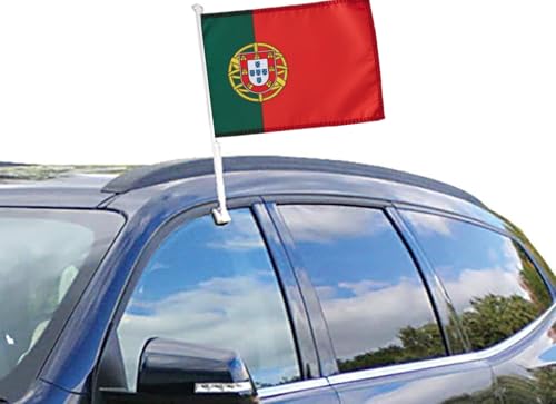 2 Pack Portugal Car Flags 11" x 17" with Flagpole Mount,Premium 200D Polyester Portuguese National Car Flag,19" Flagpole Fixed Window Clip Mount for Most Vehicle Window. by ACWIPT - Image 4
