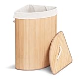 PANIER COMPACT EN BAMBOU SOLIDE : Avec ses dimensions de 35x35x60 cm, notre panier en bambou naturel offre une capacité de 58L. Solide et bien stable, il s’intègre facilement dans la salle de bain, la chambre ou la buanderie, tout en occupant peu d’espace au sol.