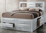 Box Spring Not Required Storage Bed 8 Drawers Mirror Not Beveled Color of White