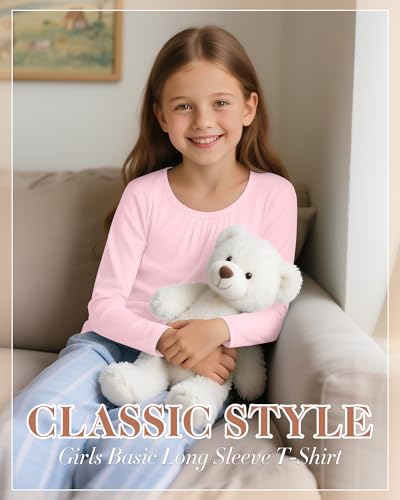 5 Pack Girls Long Sleeve Shirts Crewneck Loose Fit Knitted Tops Basic Soft Multipack Layering Tees for Teen Girls2