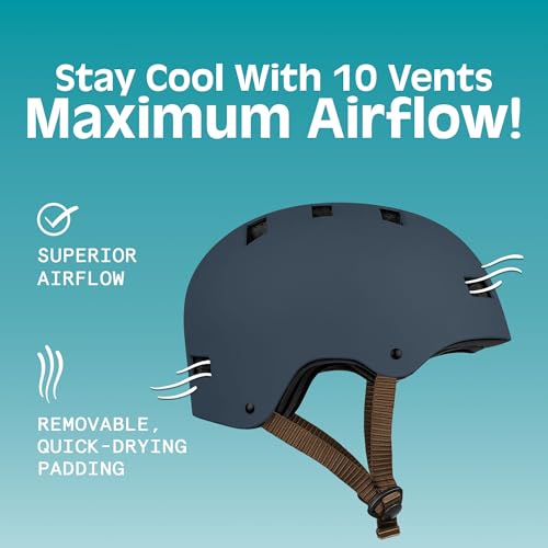 Image of Retrospec Dakota Bicycle / Skateboard Helmet for Adults - Commuter, Bike, Skate, Scooter, Longboard & Incline Skating - Highly Protective & Premium Ventilation- Medium - Matte Navy (Medium: 55-59 cm)