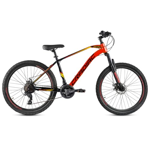 Cradiac XC 90 7 Speed High Performance Steel Mountain Cycles for Men with Front Suspension & Dual Disc Brake| 27.5 T 7 Geared MTB Bike | Ideal for 14+ Years, Unisex, Frame Size : 18.5 inch