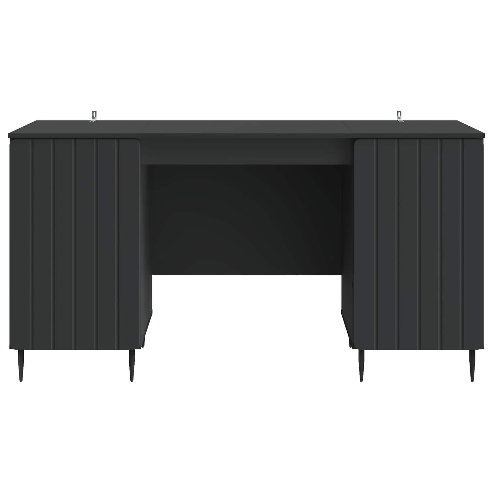 Scrivania con mensola nera, 142,5 x 50 x 75 cm, in legno, scrivania per computer, ufficio, laptop, casa, studio, cameretta dei bambini, ergonomica, salvaspazio