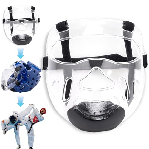 Taekwondo Face Guard CAXINO TEXTAR Boxeo Transpirable Taekwondo Gear with Chin Pad Protector de Cara Desmontable Protector de protección para el Casco de Boxeo Deportivo
