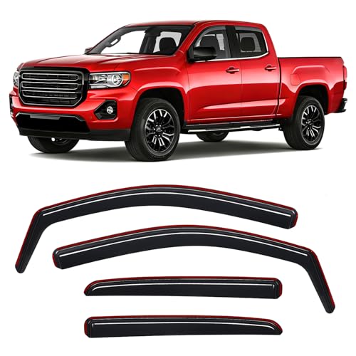 Nilight in Channel Window Visors for Chevy Colorado GMC Canyon 2015–2022 Crew Cab, Smoke Rain Guards, Clip-On Installation, Wind Deflectors for Sun Rain Ventilation-4PCS