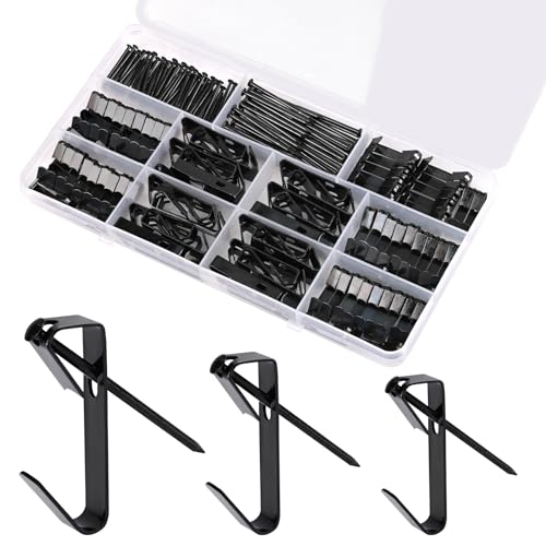 Image of Picture Hanging Hooks 210 Pieces,20lb, 30lb, and 50lb Picture Hangers ,Nails Hanging Kit, Metal Picture Hangers for Drywall Wooden Wall,Black