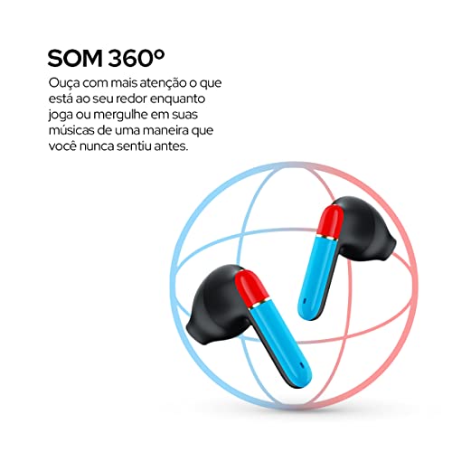 WB Fone de Ouvido Bluetooth TWS Gamer In-Ear sem fio Bits com Modo Jogo, 18 horas de bateria, som 36