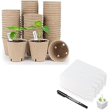 homenote Peat Pots, 3.15 Inch Seed Starting Pots with Drainage Holes Round60 Pcs with 4 Inch Plant Labels Waterproof Plant Tags200 Pcs