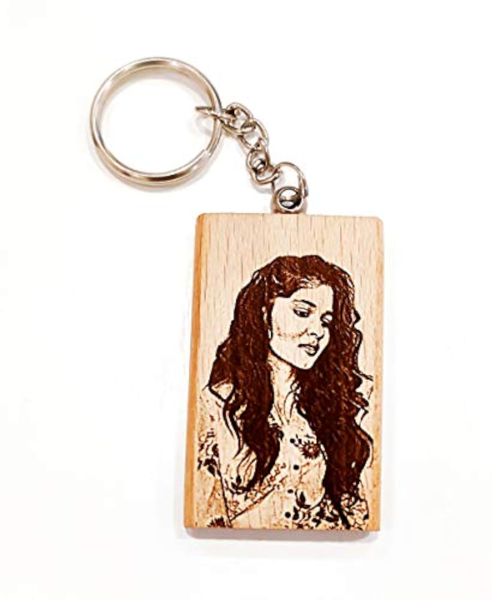 Wooden Engraved Photo Keychain, Personalized Gift