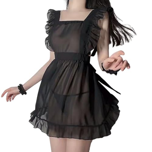 [R-Dream] 裸エプロン セクシー コスプレ 透け透け シースルー メイド コスチューム ベビードール ランジェリー 可愛い 衣装 ハロウィン 仮装 クリスマス 過激 変態 エロ エッチ - 画像1