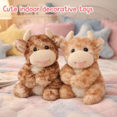Mushymallow Sitting Cow Stuffed Animal Soft Cow Plush Toy Cute Birthday Gifts for Boys Girls Kids Toddlers,Light Brown — view 6