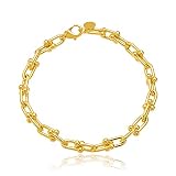 Brandlinger Grobgliedriges Armband groß. Armband Damen vergoldet mit 18 Karat (Silber und Gold), Schmuck für Frauen und Mädchen. Länge verstellbar 20cm.