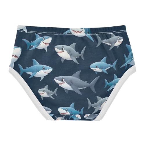 Cute Cartoon Sharks Blue Underwear Girls, Toddler Panties, Cotton Girls Underwear, 2–8 Years2