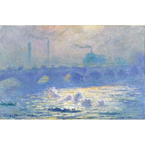 Monet Waterloo Bridge déco murale salon moderne toile roulée 61 x 81 cm